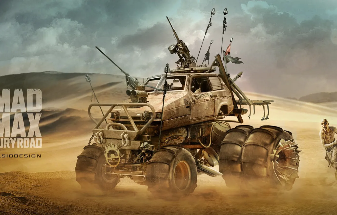 Фото обои Авто, Пустыня, Машина, Арт, Фильм, Mad Max, Mad Max Fury Road, Yasid Design