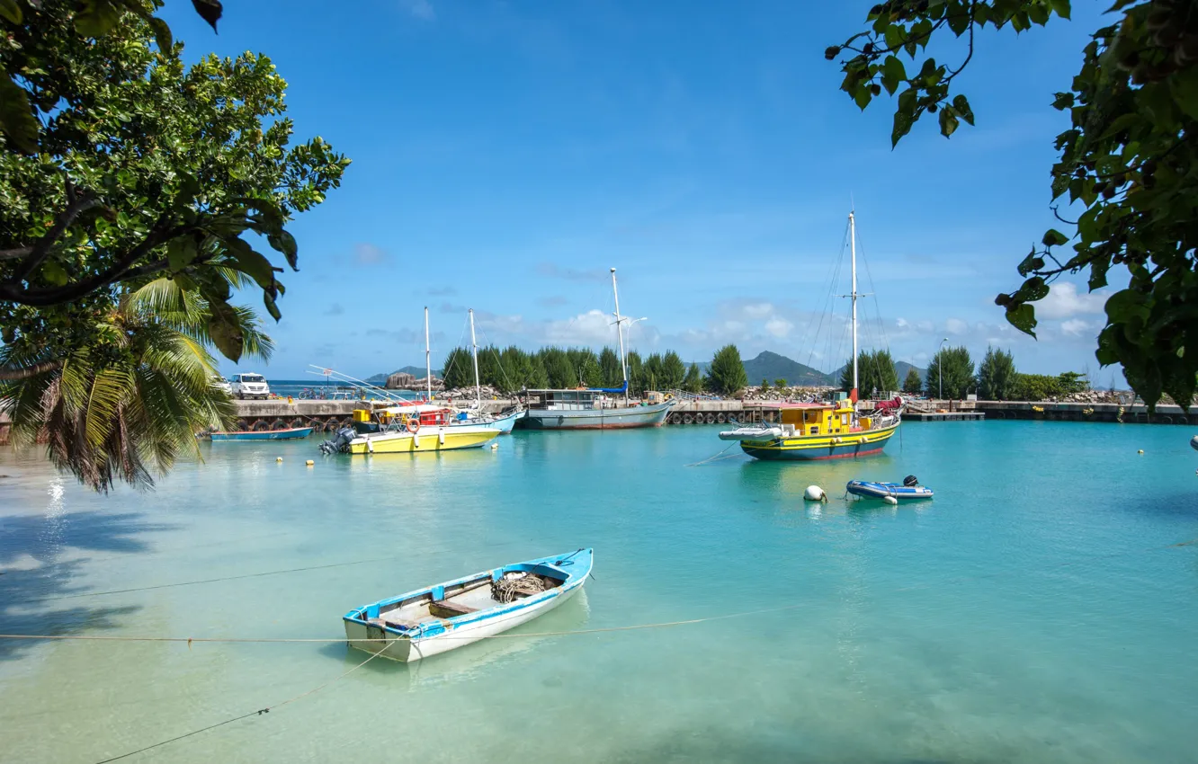 Фото обои пристань, порт, Сейшелы, La-Digue
