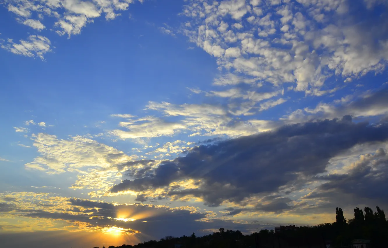 Фото обои небо, облака, закат