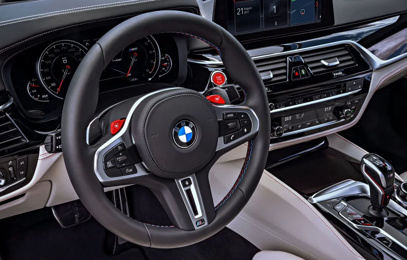 Фото обои приборы, BMW, руль, 2017, M5, F90, M5 First Edition