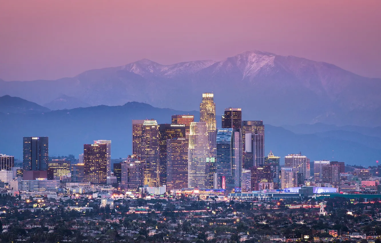 Фото обои горы, город, США, Лос Анджелес