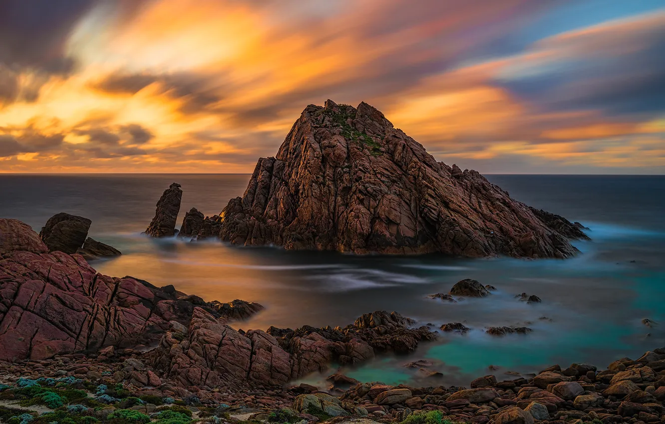 Фото обои море, облака, скала, камни, берег, Австралия