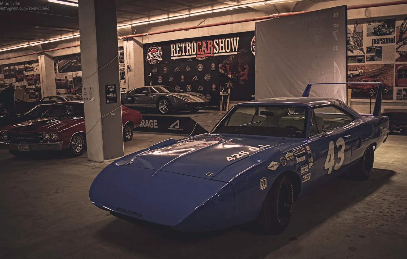 Фото обои chrysler, plymouth, superbird, musclecarshow, retrocarshow, musclegarage, plymouthsuperbird