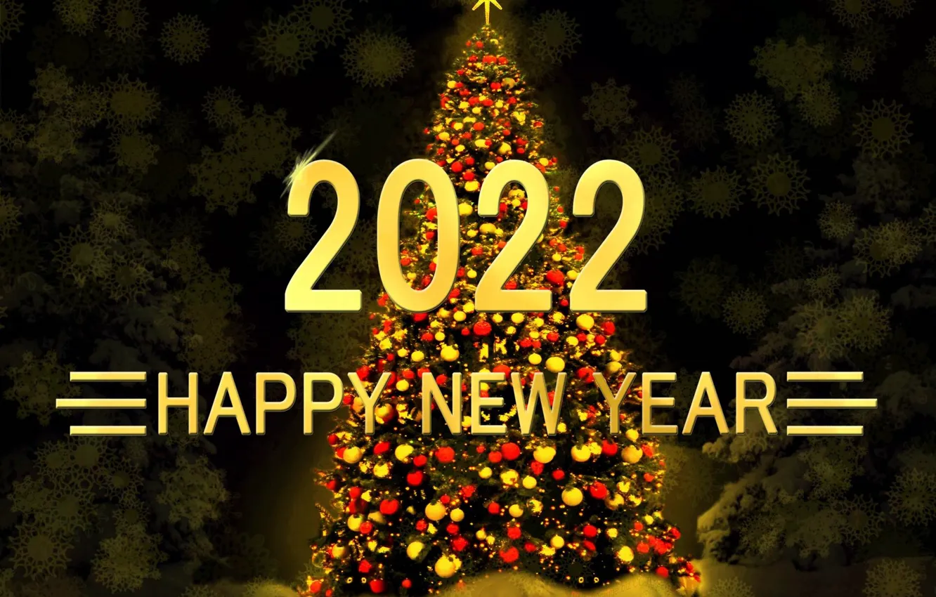 Фото обои снежинки, праздник, новый год, Happy New Year, с новым годом, Merry Christmas, новогодняя елка, 2022