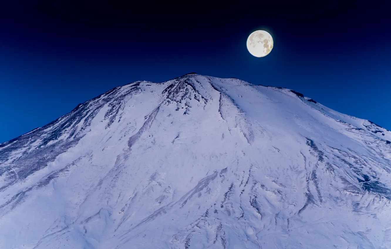 Фото обои луна, гора, Япония, Fuji