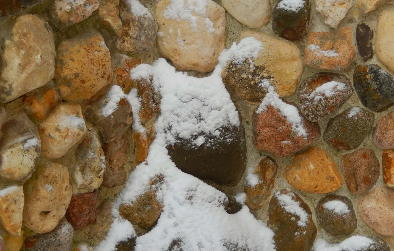 Фото обои снег, камни, фон, стена, widescreen, обои, wallpaper, широкоформатные
