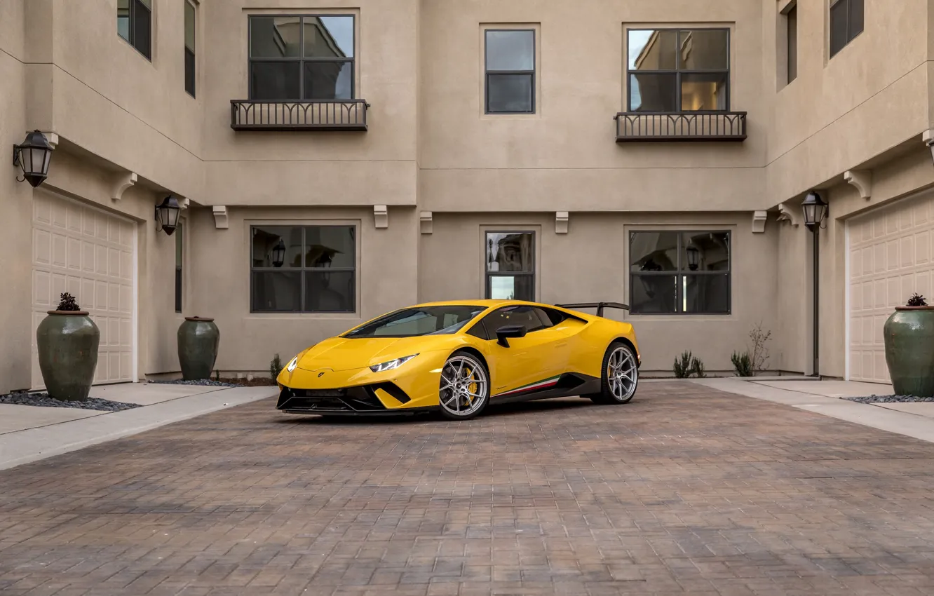 Фото обои Lamborghini, Yellow, VAG, Performante, Huracan