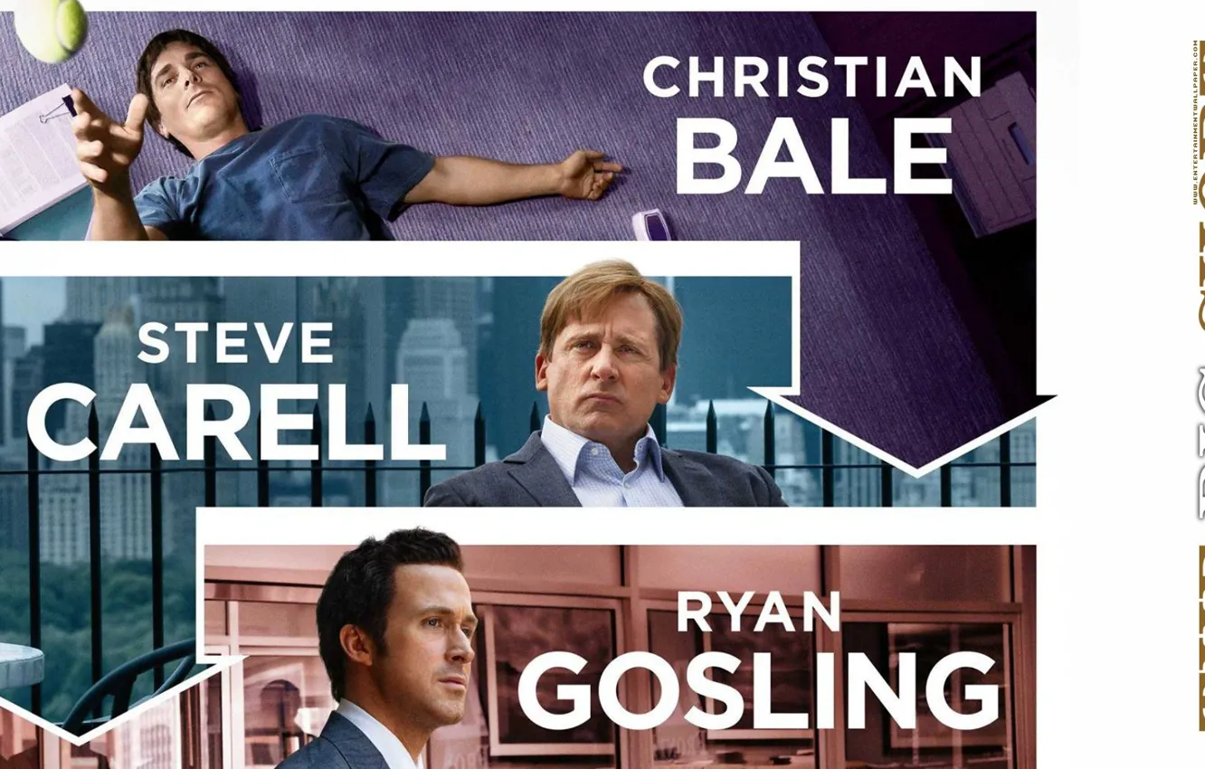 Фото обои Christian Bale, Steve Carell, Rayn Gosling, The Big Short, Игра на понижение