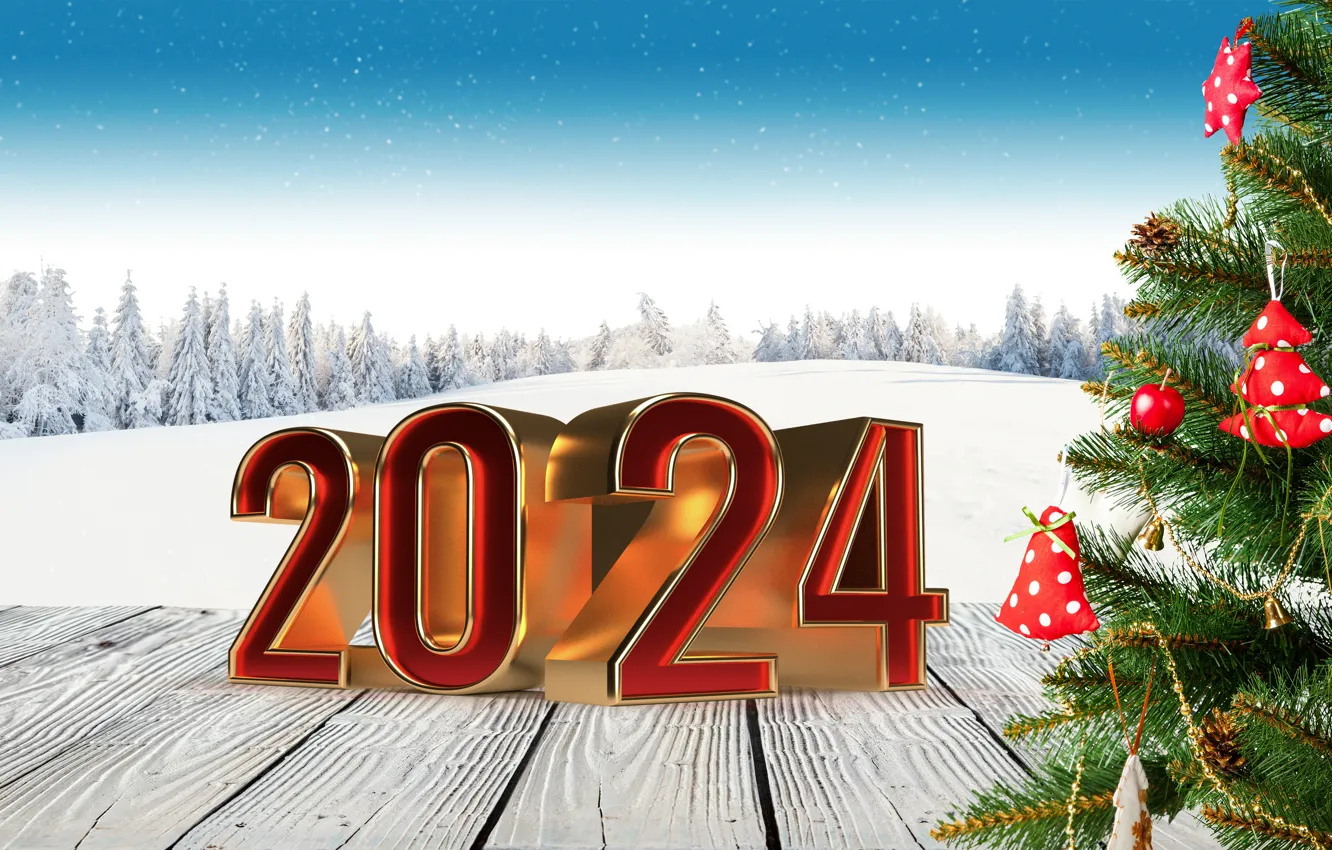 Фото обои зима, снег, снежинки, золото, Новый Год, цифры, golden, new year