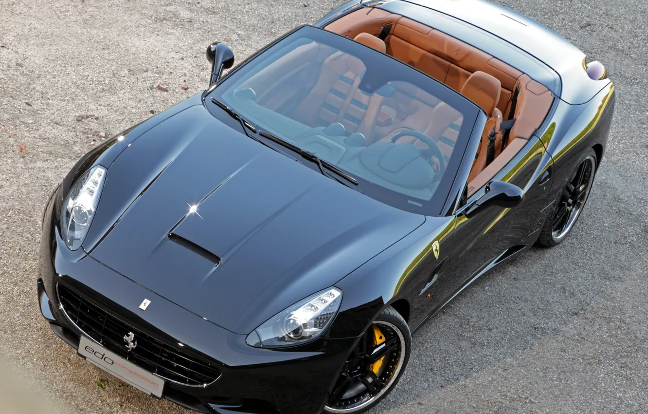 Фото обои чёрная, Ferrari, салон