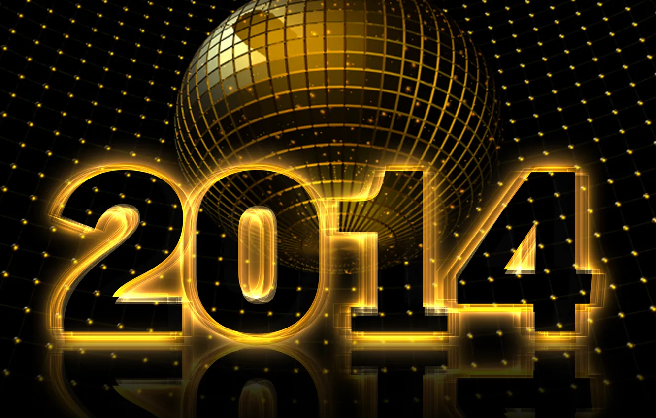 Фото обои отражение, шар, цифры, new year, 2014