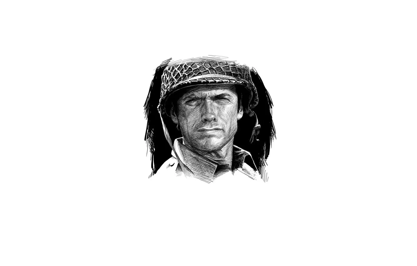 Фото обои лицо, каска, Clint Eastwood, Клинт Иствуд