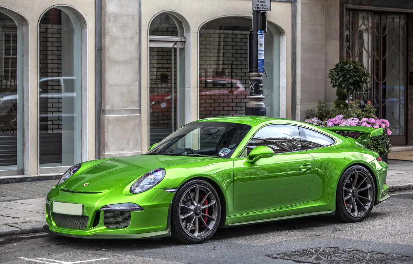 Фото обои Porsche, Green, GT3, Street, 991