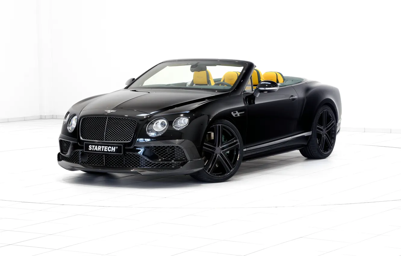 Фото обои черный, Bentley, Continental, белый фон, кабриолет, бентли, континенталь, Startech