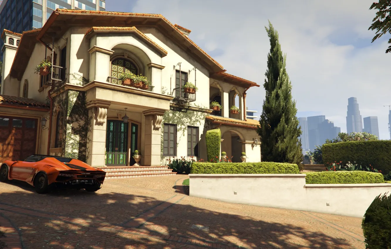 Фото обои город, дом, игра, Игры, game, автомобиль, гта, gta 5