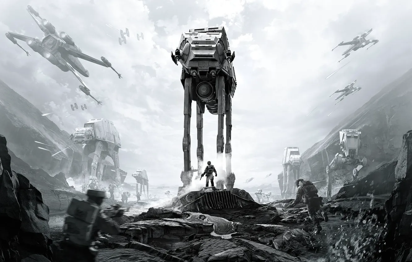 Фото обои игры, Electronic Arts, AT-AT, DICE, Stormtroopers, Rebels, AT-ST, star wars battlefront