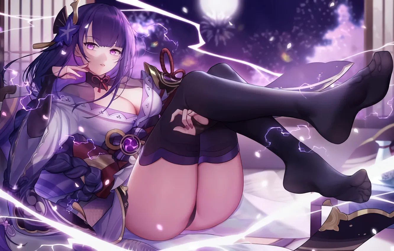 Фото обои raiden shogun, gadis kawaii, dampak genshin