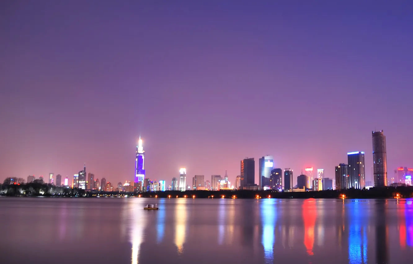 Фото обои city, city sea, city night