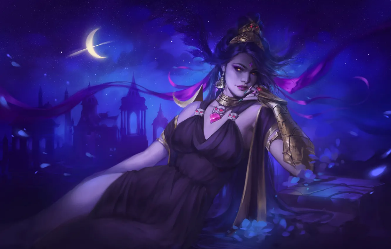 Фото обои Девушка, Ночь, Game, Hades, Nyx, Supergiant Games, Mother Night