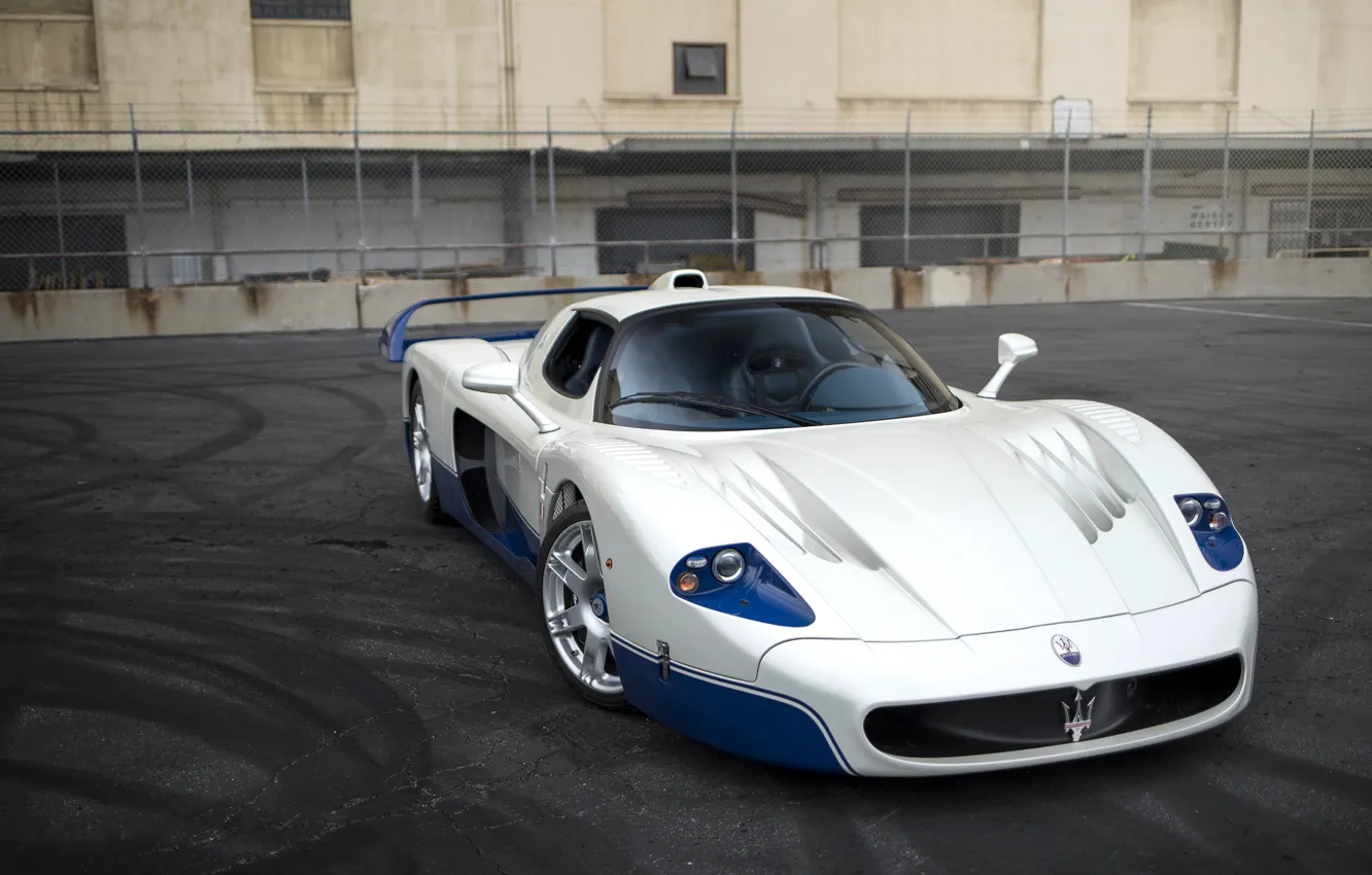 Фото обои Maserati, Blue, White, 2005, MC12