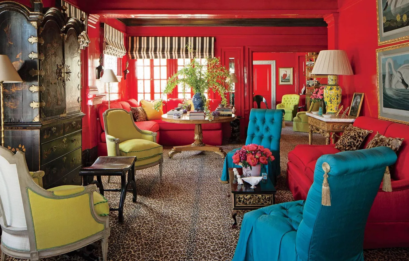 Фото обои дизайн, стиль, интерьер, игра цветов, гостиная, red rooms inspiration
