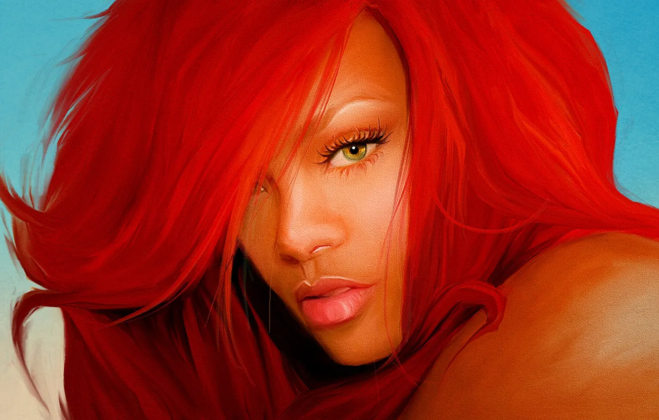 Фото обои лицо, певица, Rihanna, R&ampamp;B