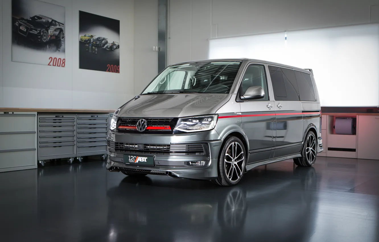 Фото обои гараж, Volkswagen, салон, тюнинг ателье, ABT, Multivan