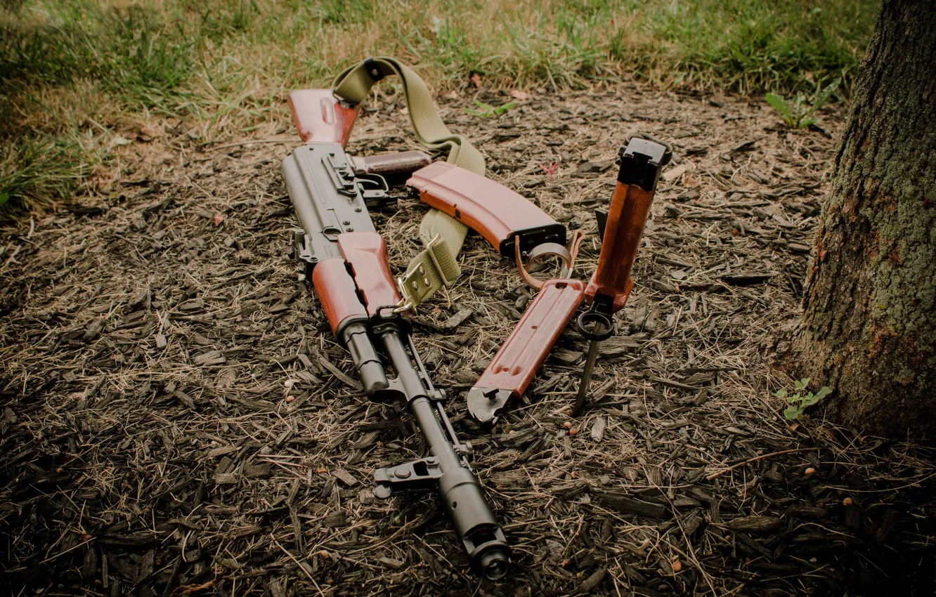 Фото обои оружие, нож, автомат, Калашникова, штык, Ак-74