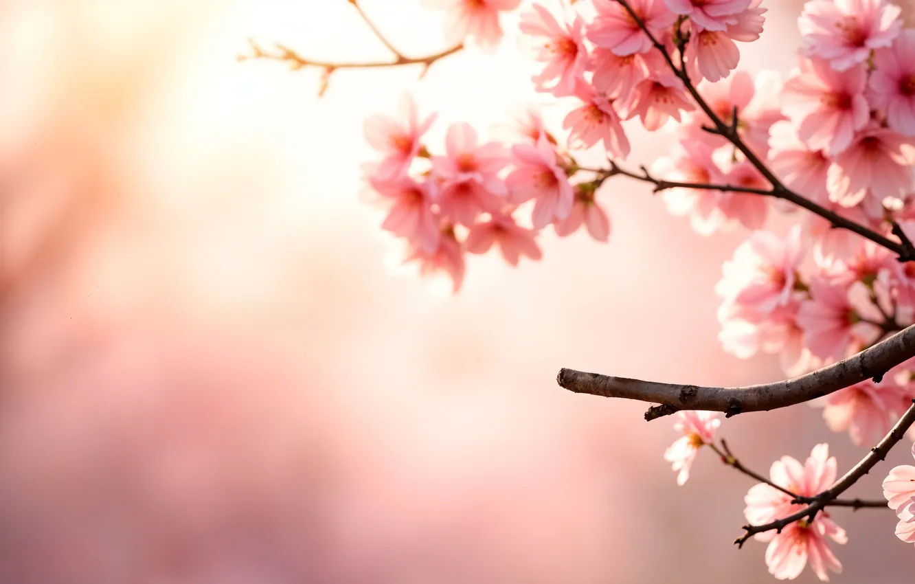 Фото обои деревья, весна, сакура, цветение, trees, pink, blossom, cherry