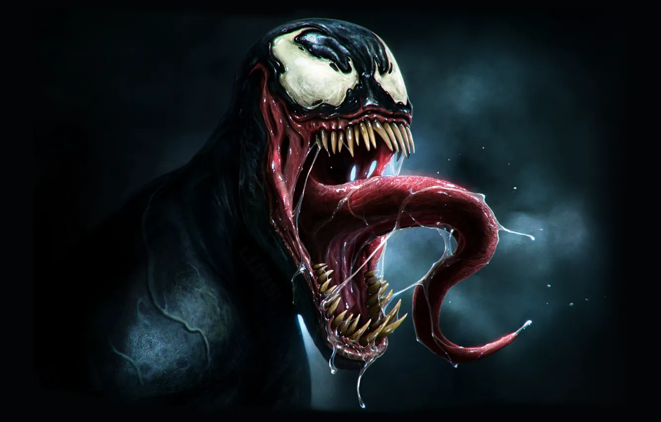 Фото обои язык, глаза, страх, сила, зубы, Веном, Venom, DanLuVisiArt