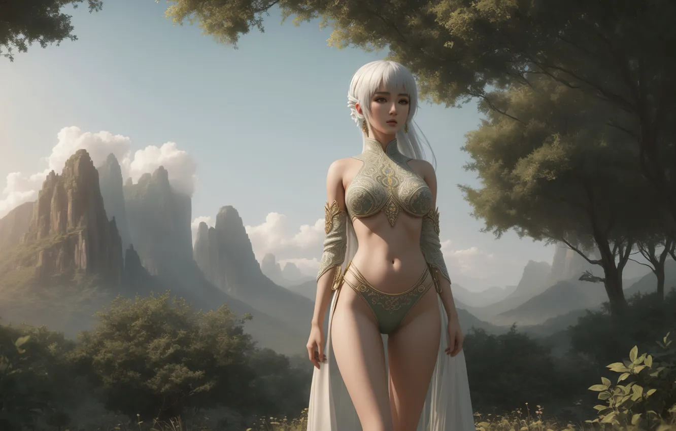 Фото обои girl, fantasy, art, blond, digital art, fantasy art, fantasy girl, Stable Diffusion