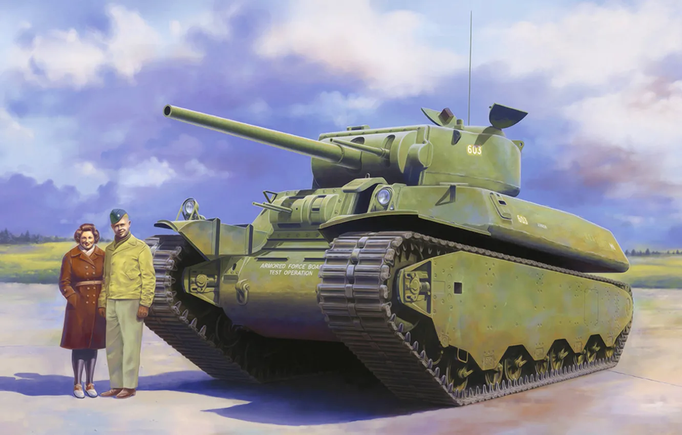 Фото обои war, art, painting, tank, M6 heavy tank