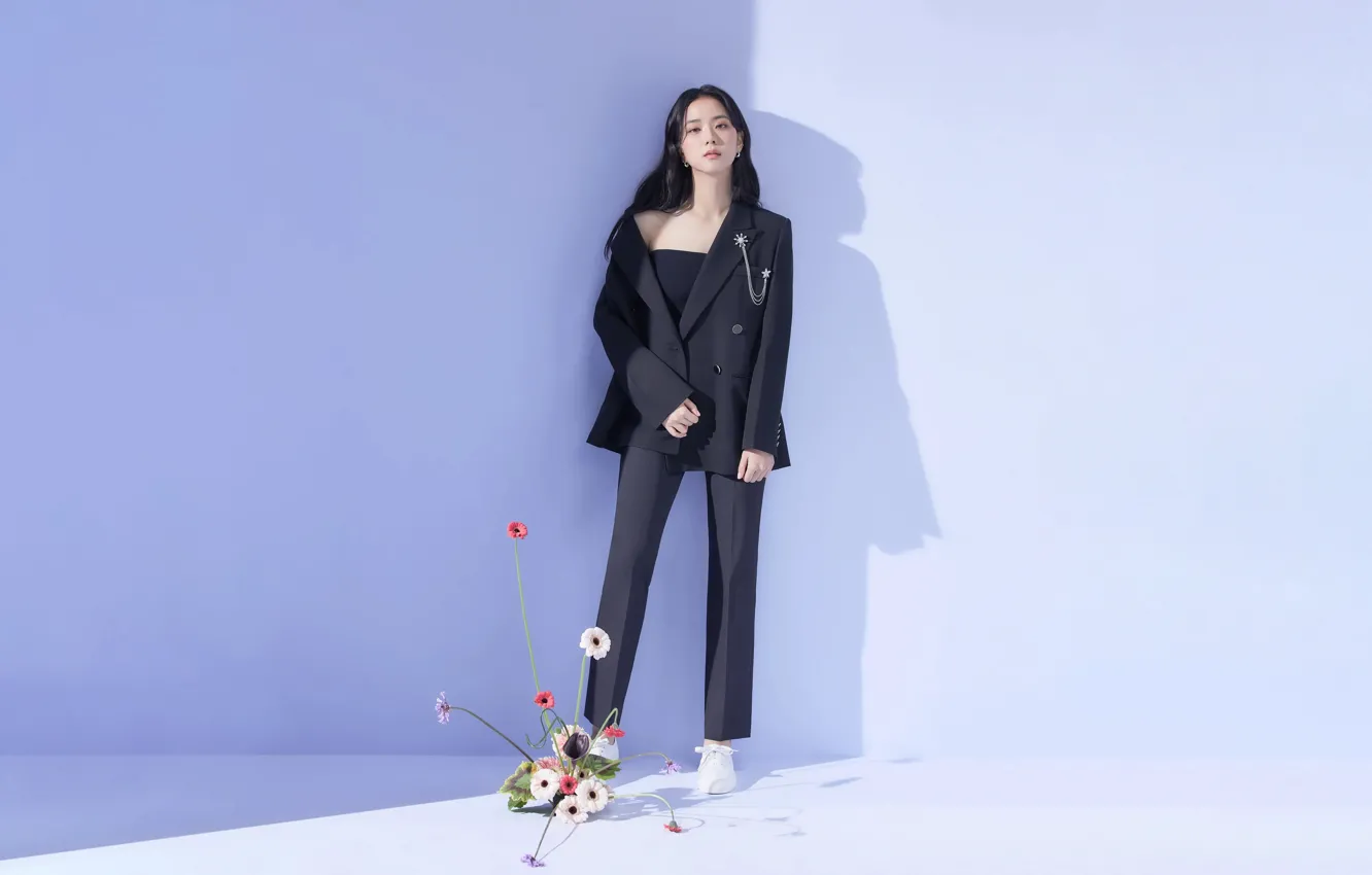 Фото обои цветы, обои для рабочего стола, kpop, 16:9, blackpink, блэкпинк, ким джису, kim jisoo