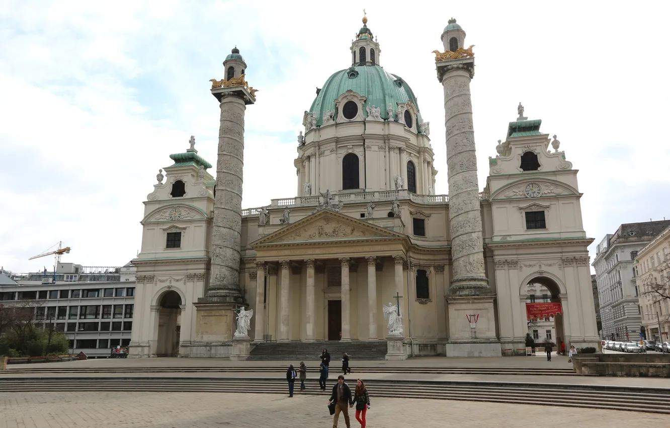 Фото обои Cathedral, Austria, Travel, Church, Vienna, Wien, Karlskirche, Kirche