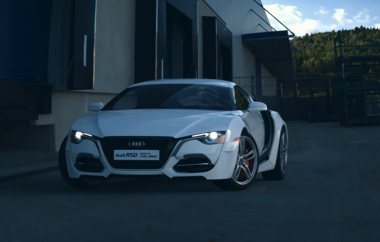 Фото обои Concept, Audi, Car, Auto, Front, White, Ligth, RSD