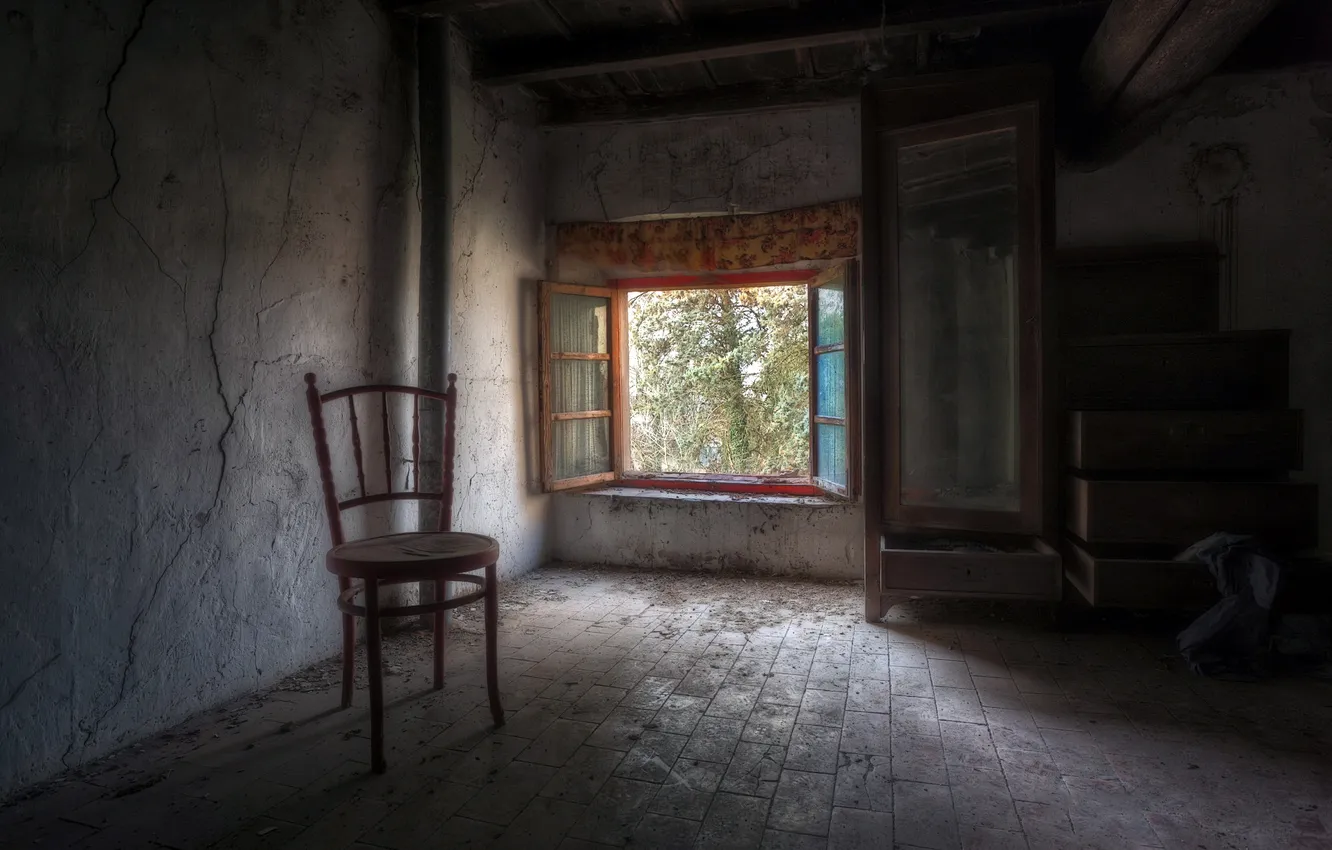 Фото обои комната, окно, стул