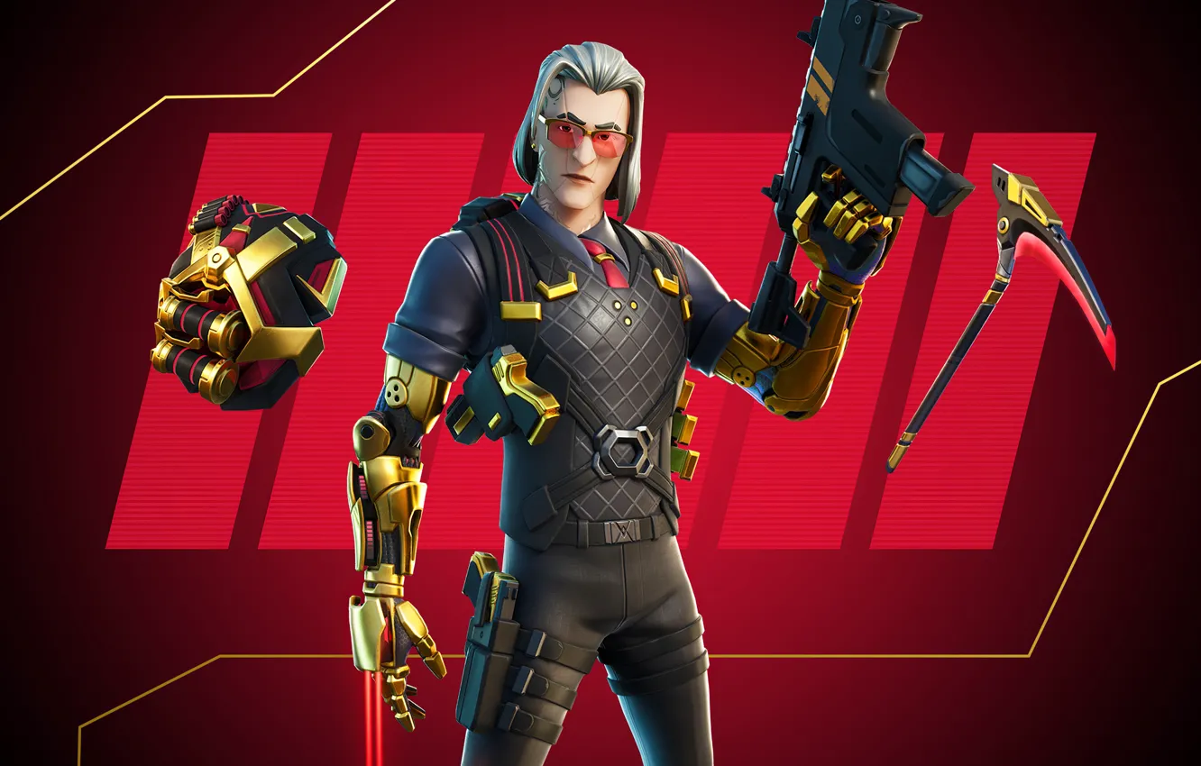 Фото обои фон, фантастика, парень, Fortnite