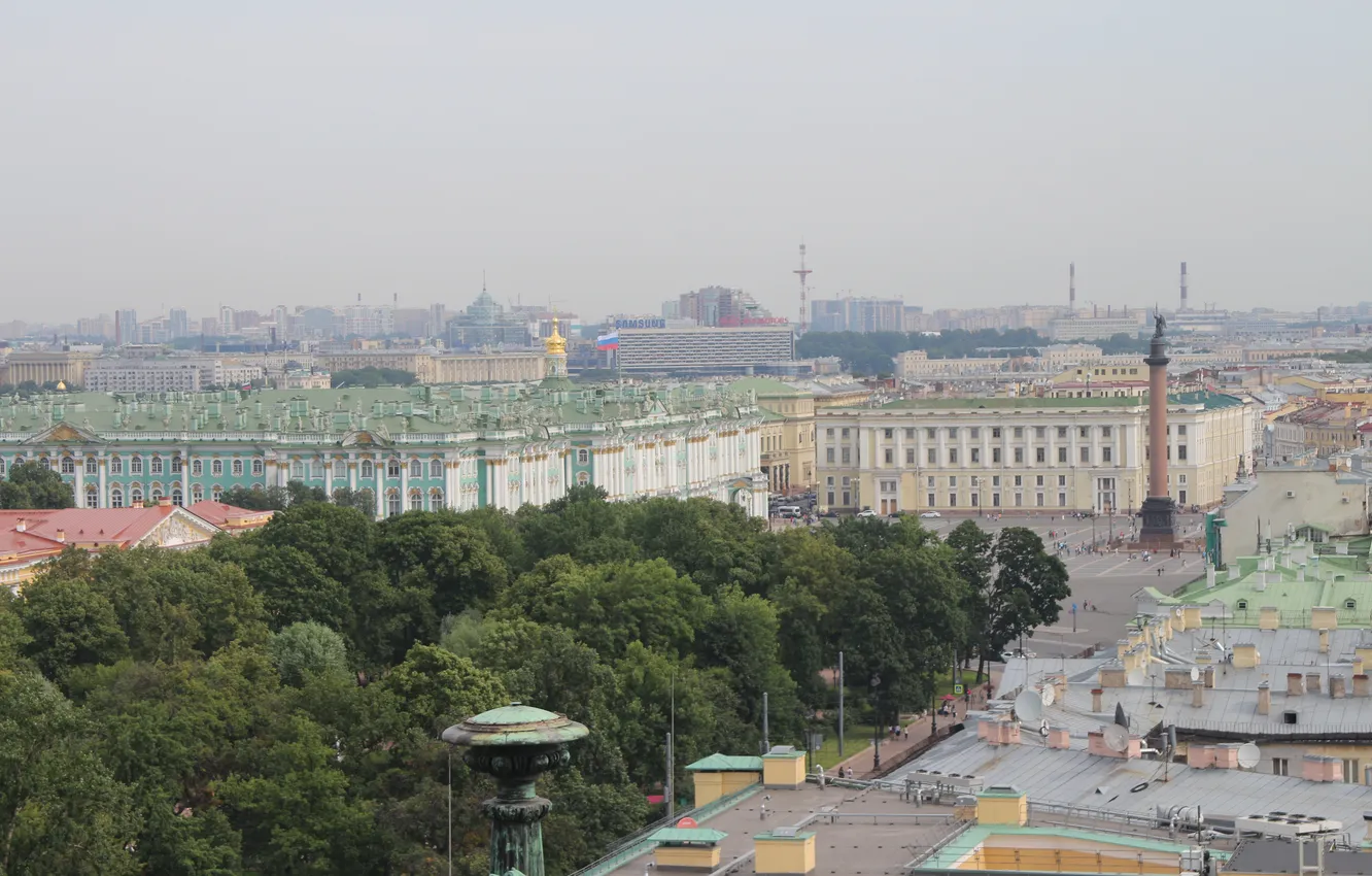 Фото обои лето, небо, деревья, город, здания, дома, Питер, Санкт-Петербург