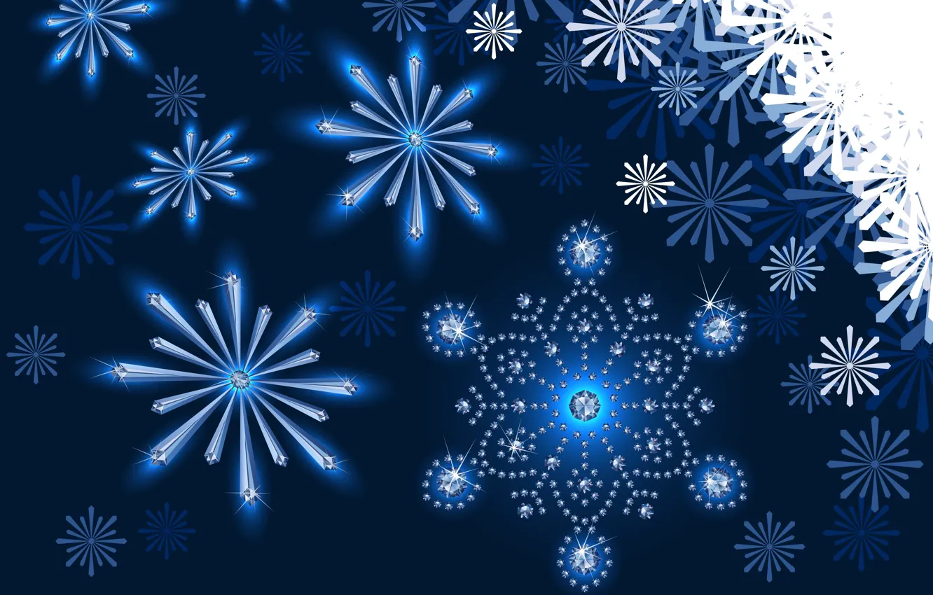Фото обои снежинки, фон, узоры, Новый год