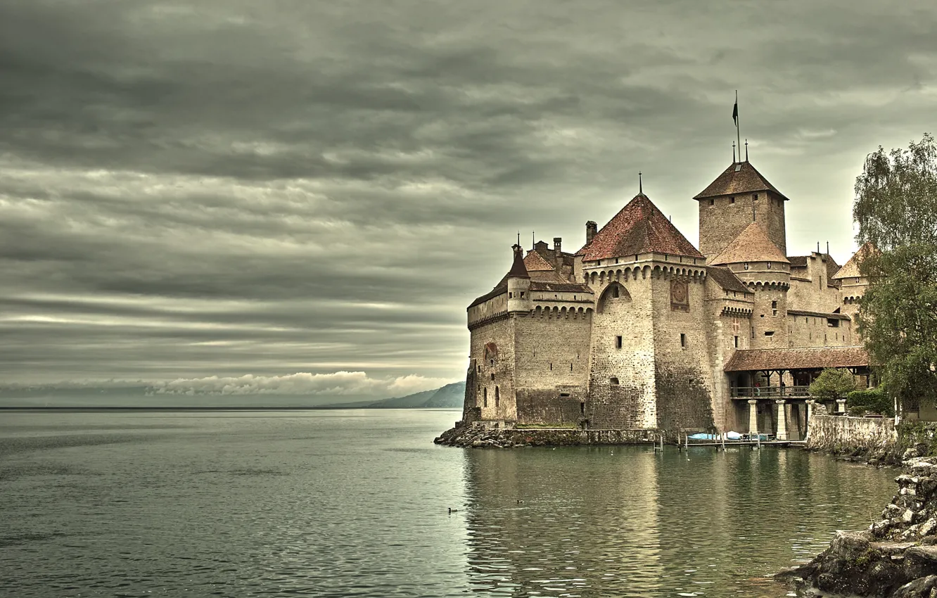 Фото обои замок, старинный, на озере