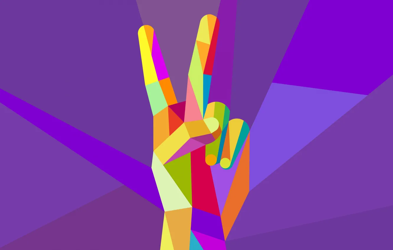 Фото обои победа, вектор, пальцы, жест, low poly