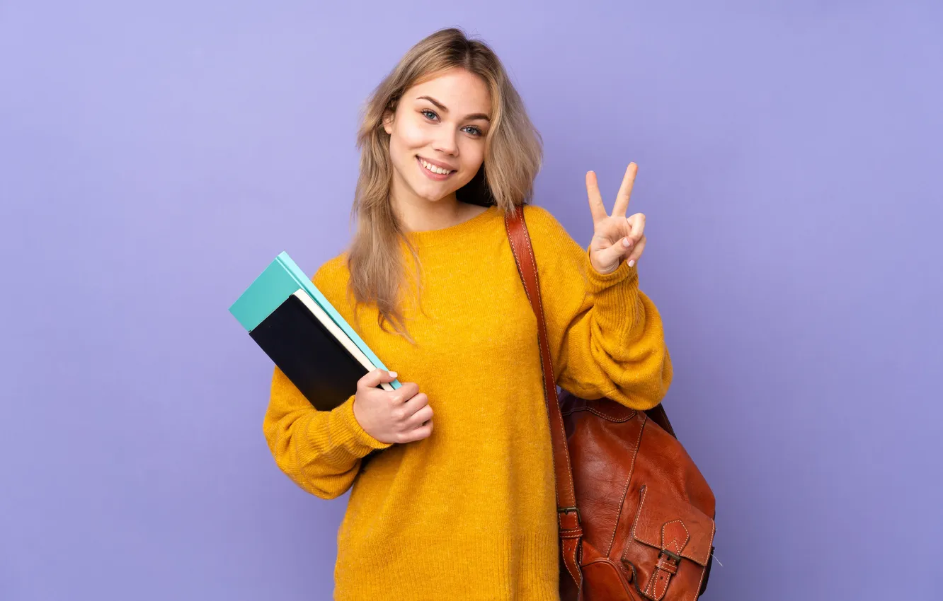 Фото обои happy, woman, young, background, school, student, college, university