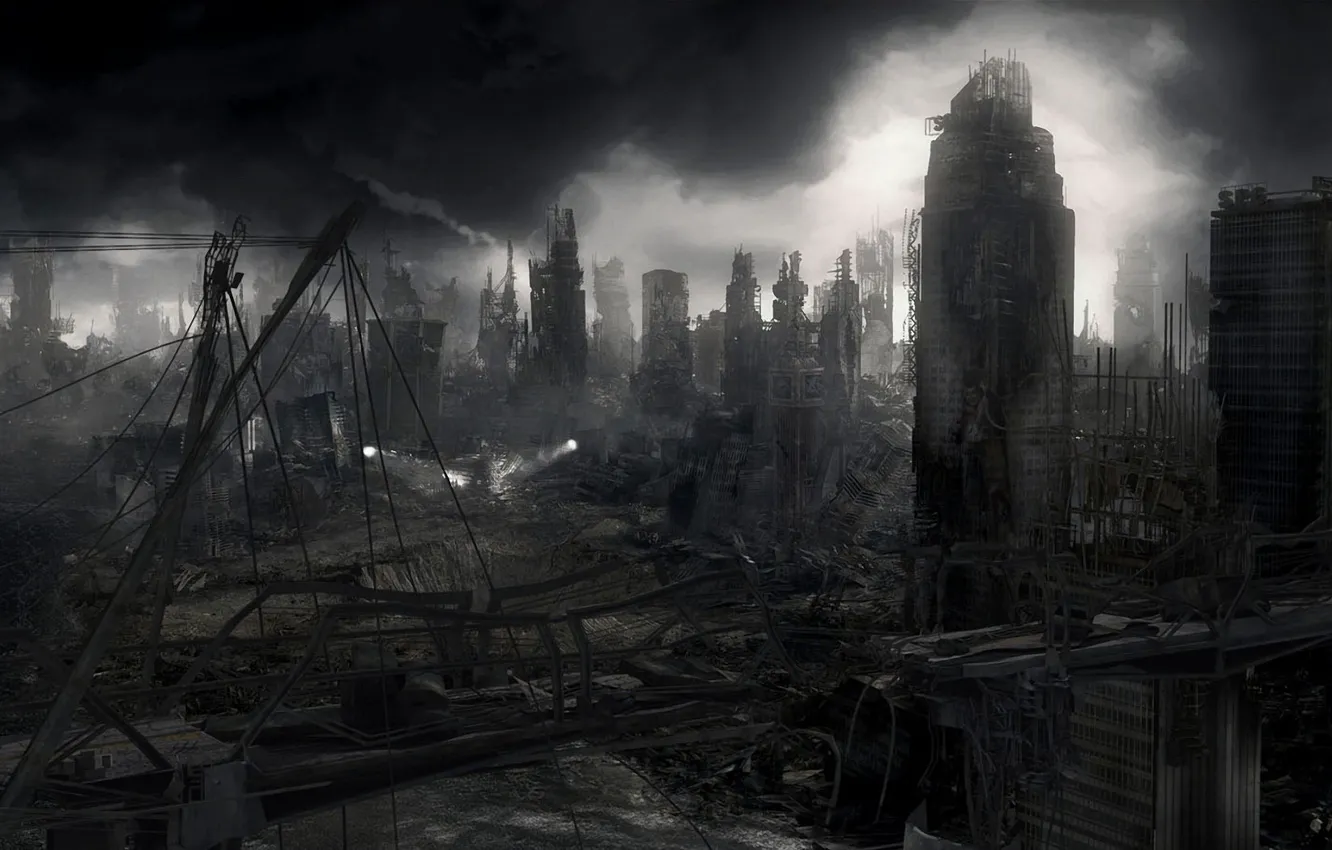 Фото обои город, апокалипсис, разрушения