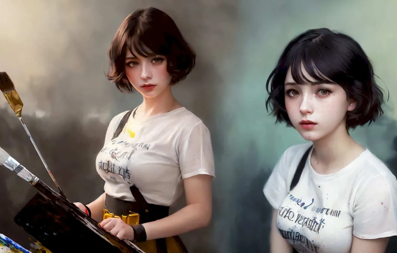 Фото обои азиатка, милашка, asian, digital art, цифровое искусство, cutie, asian girls, ИИ арт
