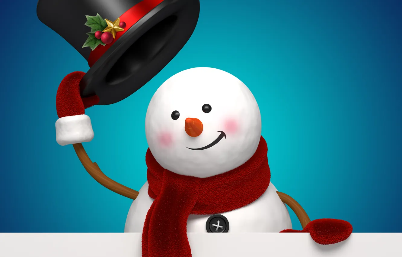 Фото обои рендеринг, новый год, снеговик, christmas, new year, cute, snowman, banner