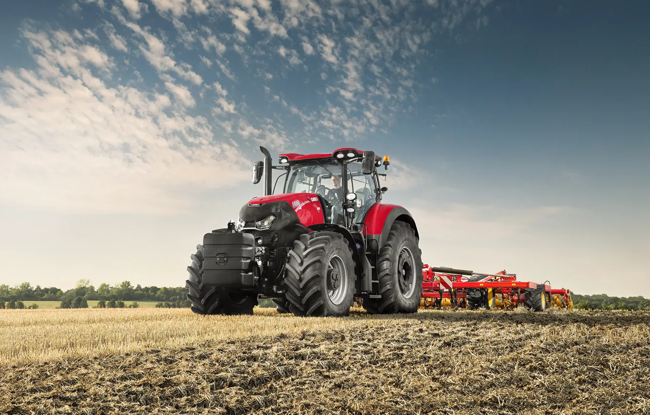 Фото обои sky, field, tractor, agriculture, Case IH Optum CVX 300