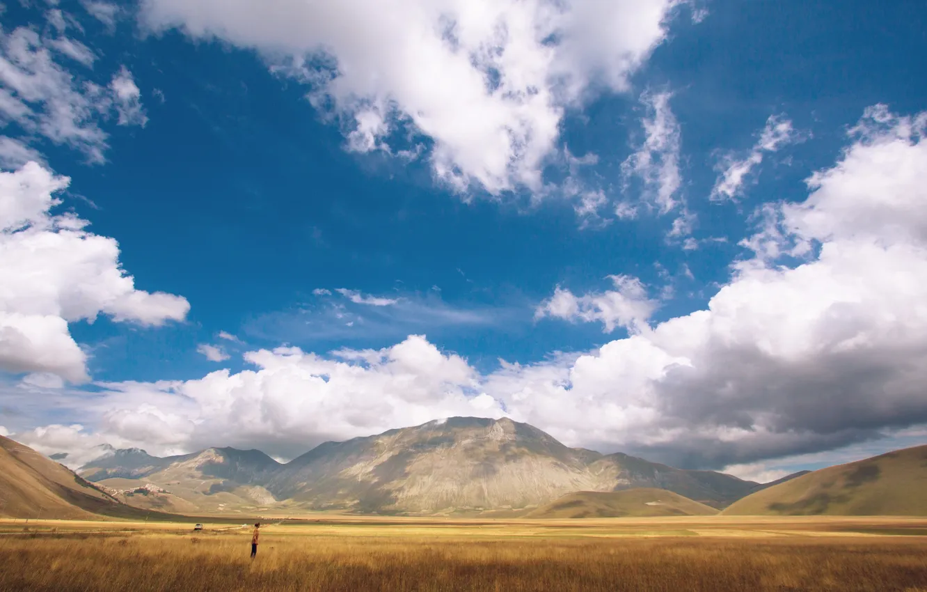 Фото обои Италия, Italy, Умбрия, Umbria, Castelluccio, Piano Grande Pass