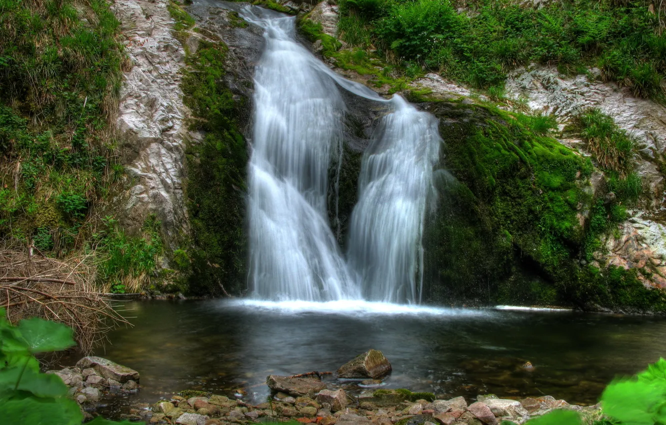 Фото обои природа, фото, водопад, мох, Германия, Allerheiligen