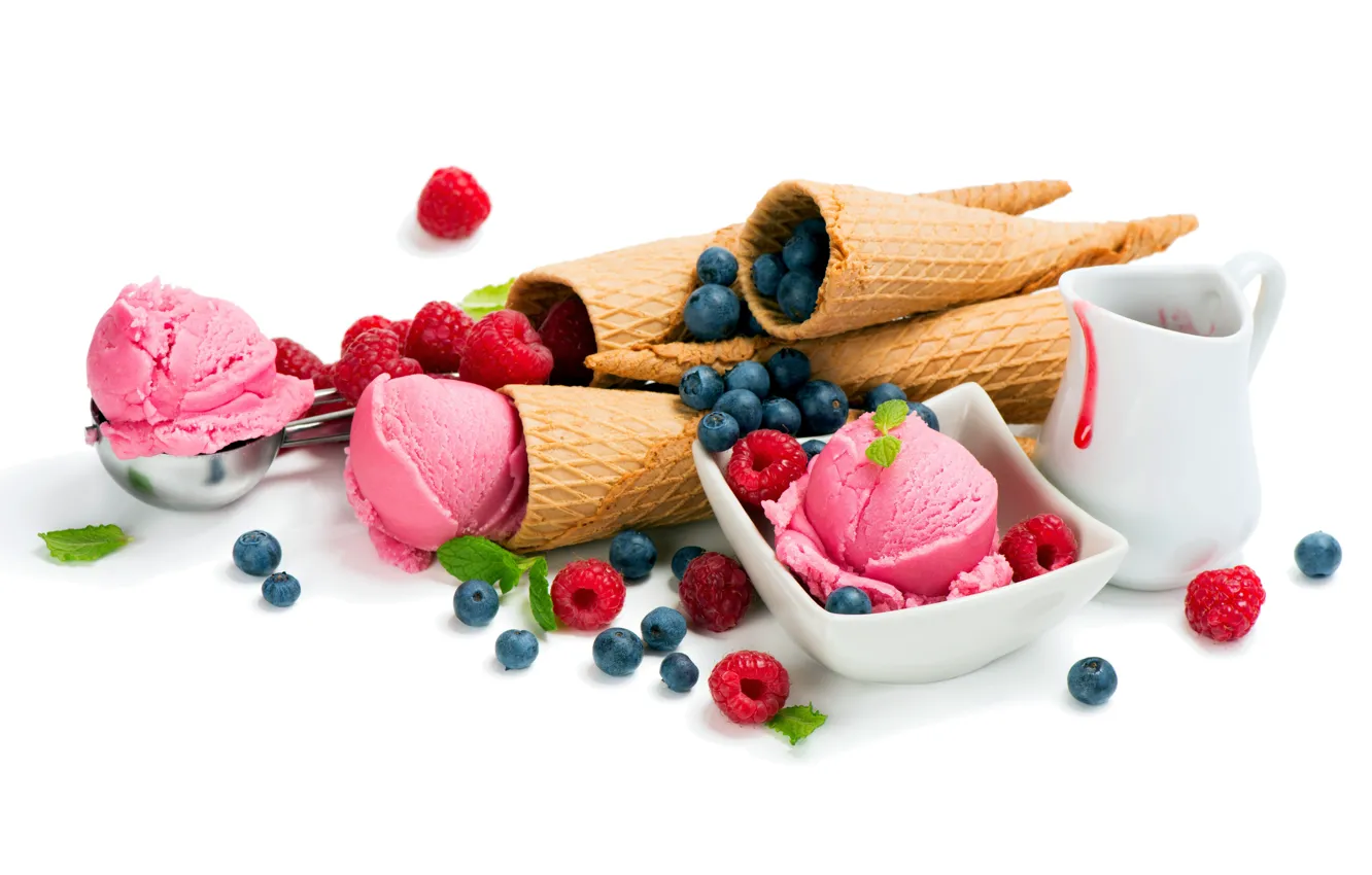 Фото обои ягоды, мороженое, лакомство