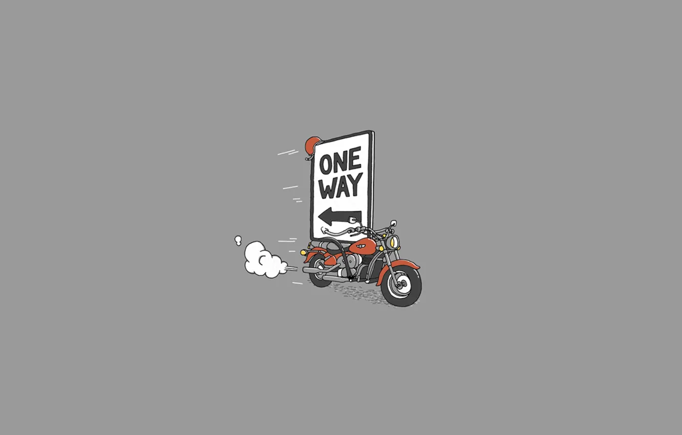 Фото обои дым, мото, минимализм, мотоцикл, байк, один путь